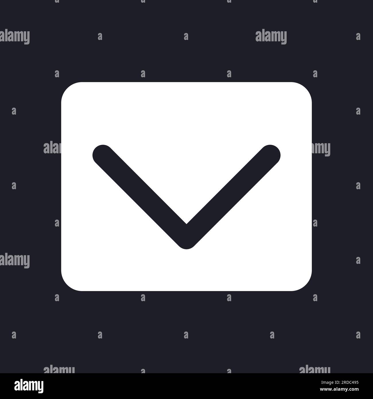 Scroll down dark mode glyph ui icon Stock Vector