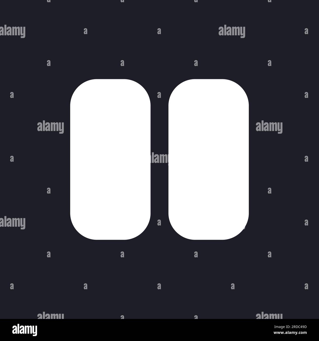 Pause dark mode glyph ui icon Stock Vector