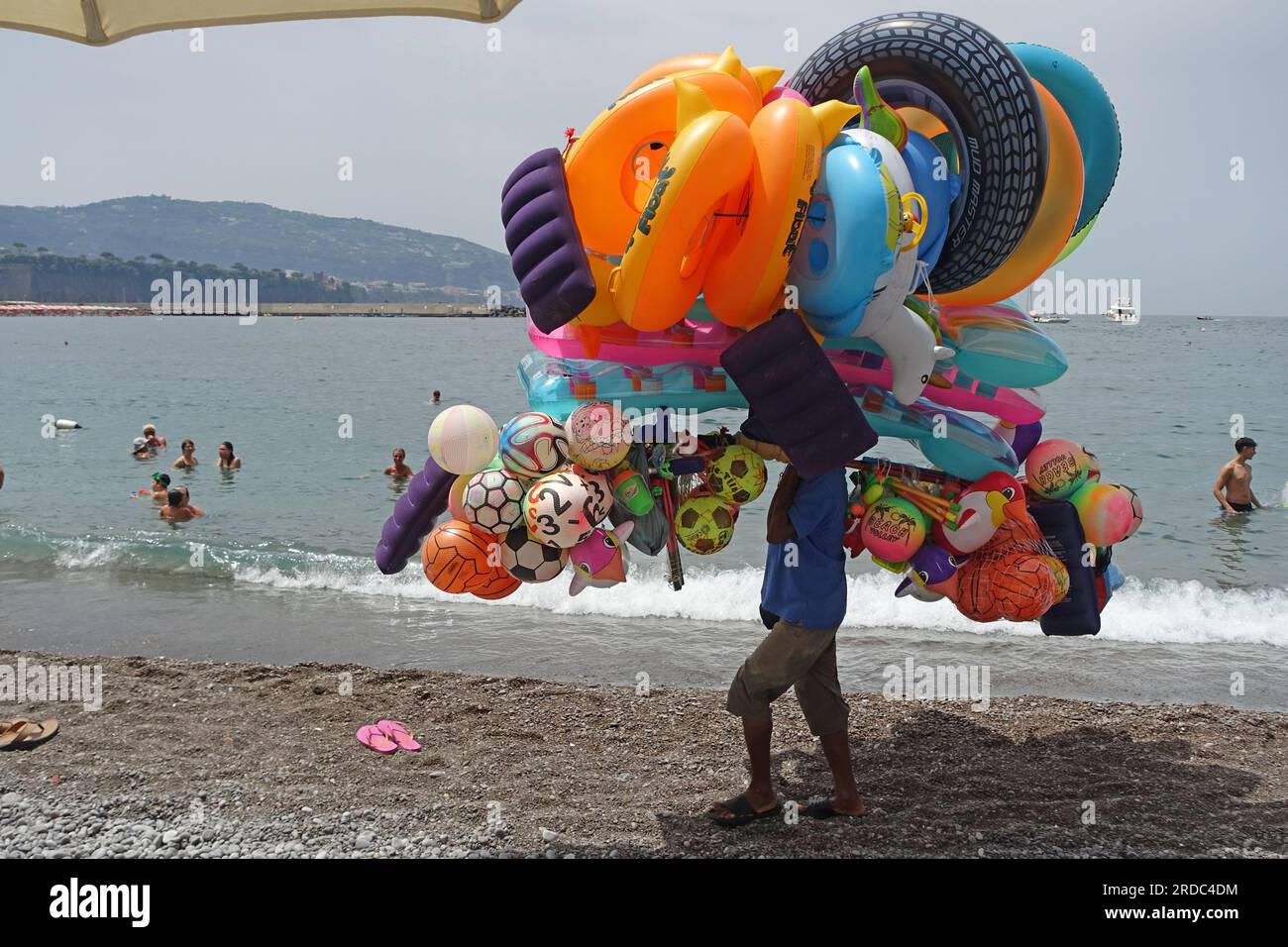 Beach toy vendor, Amalfi coast, Italy Stock Photo Alamy