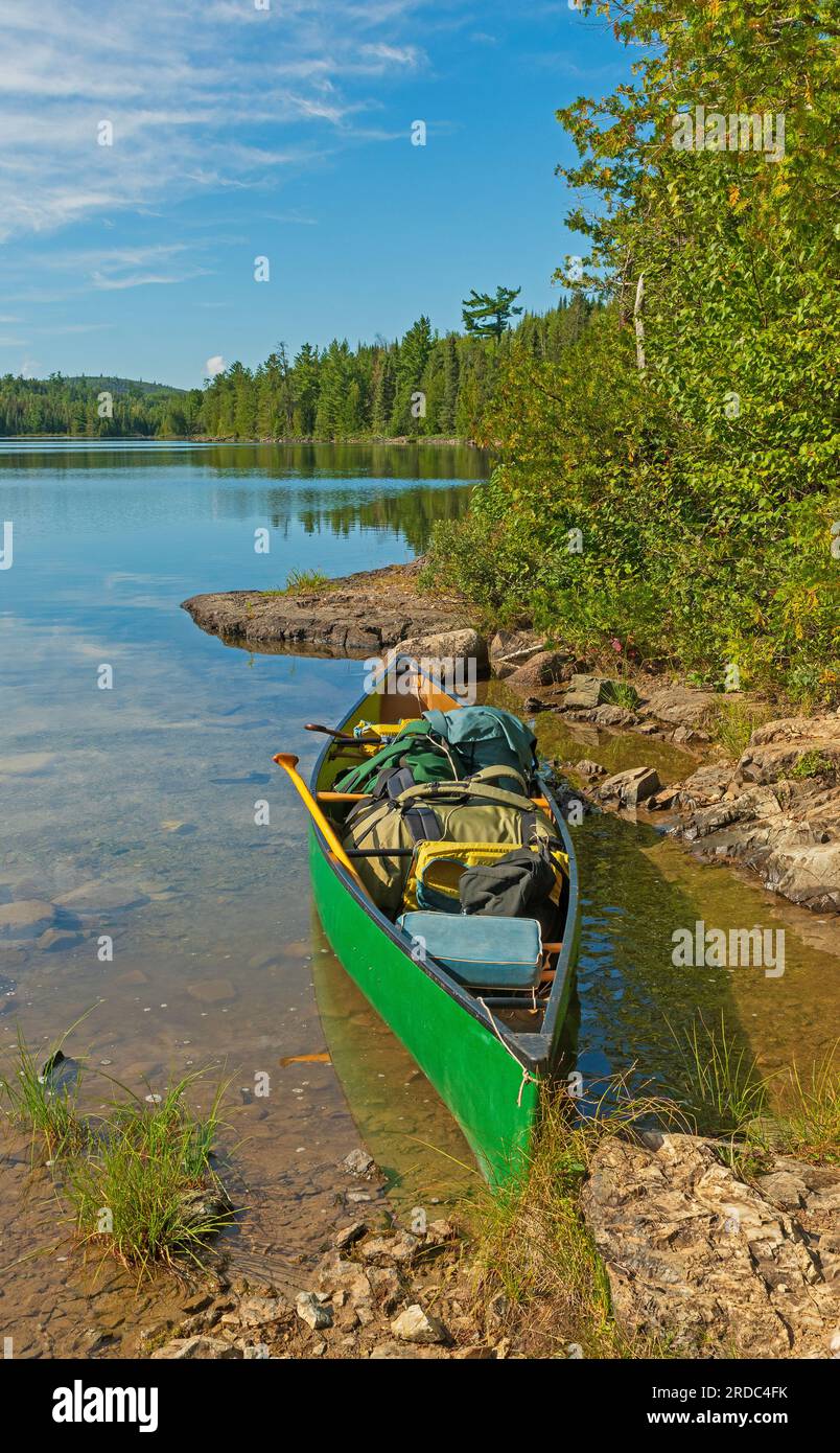 Canoe Ready to Explore the Wilderness on the Kekekabic Ponds in the