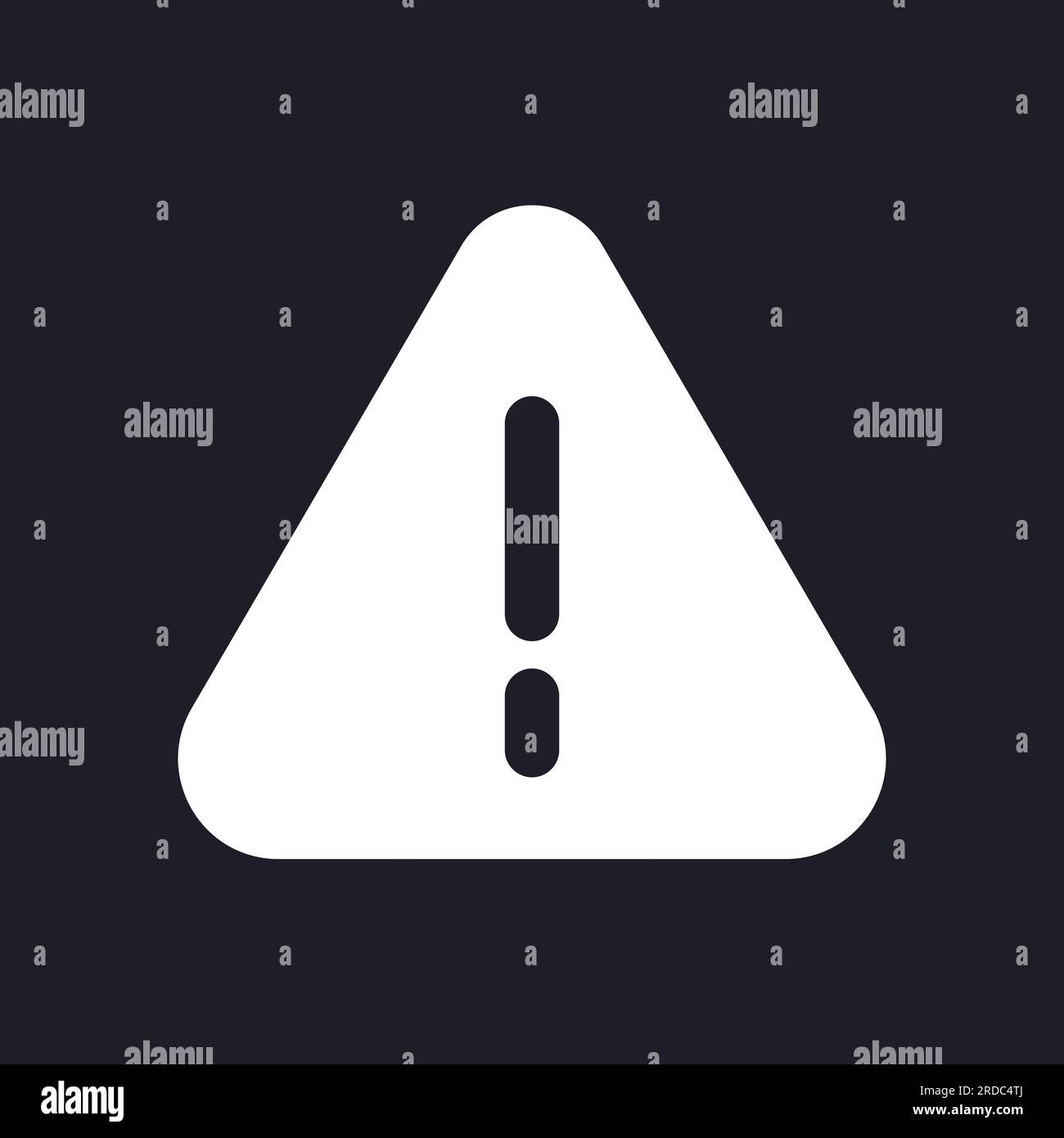 Caution sign dark mode glyph ui icon Stock Vector