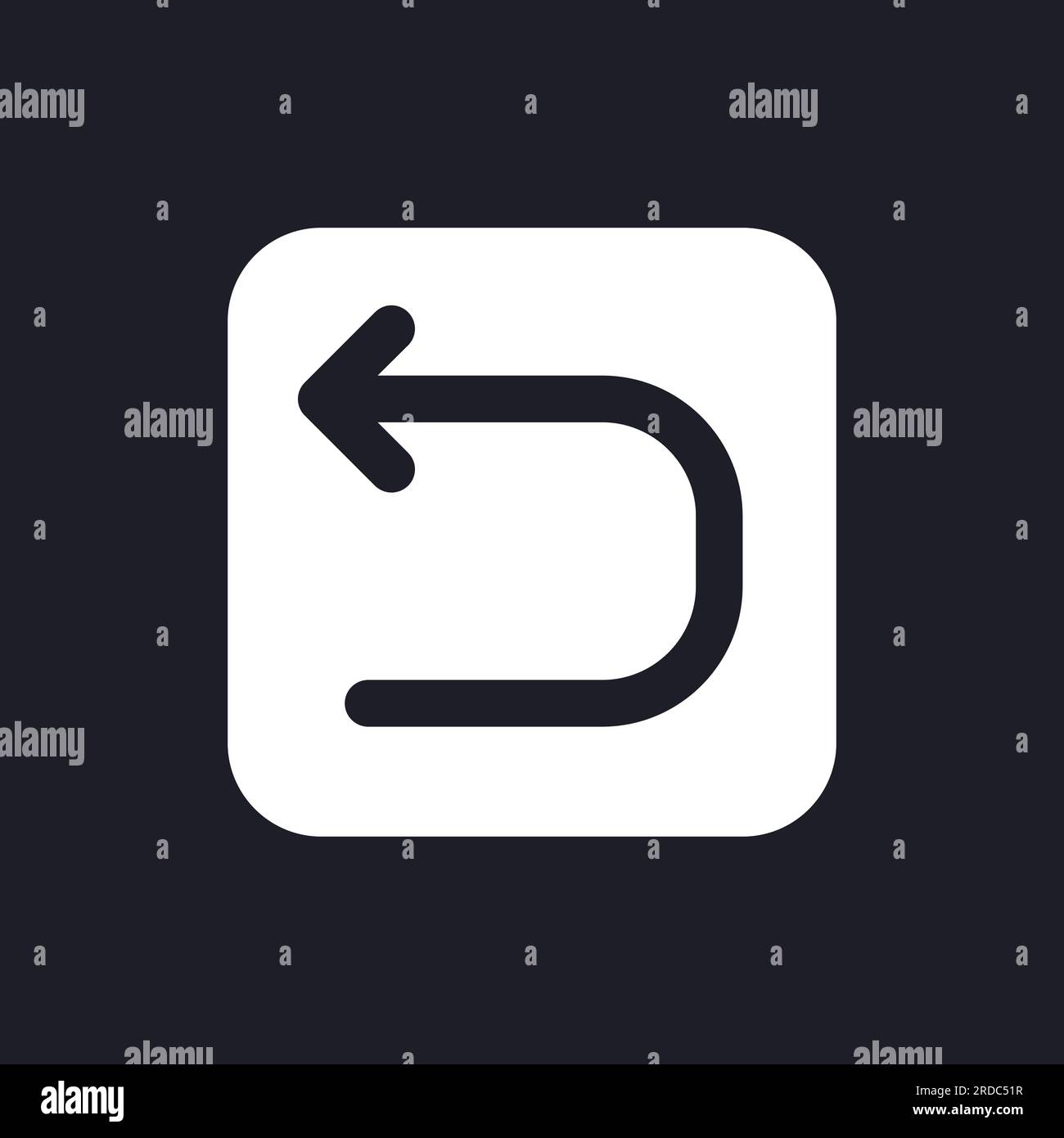 Backward arrow dark mode glyph ui icon Stock Vector