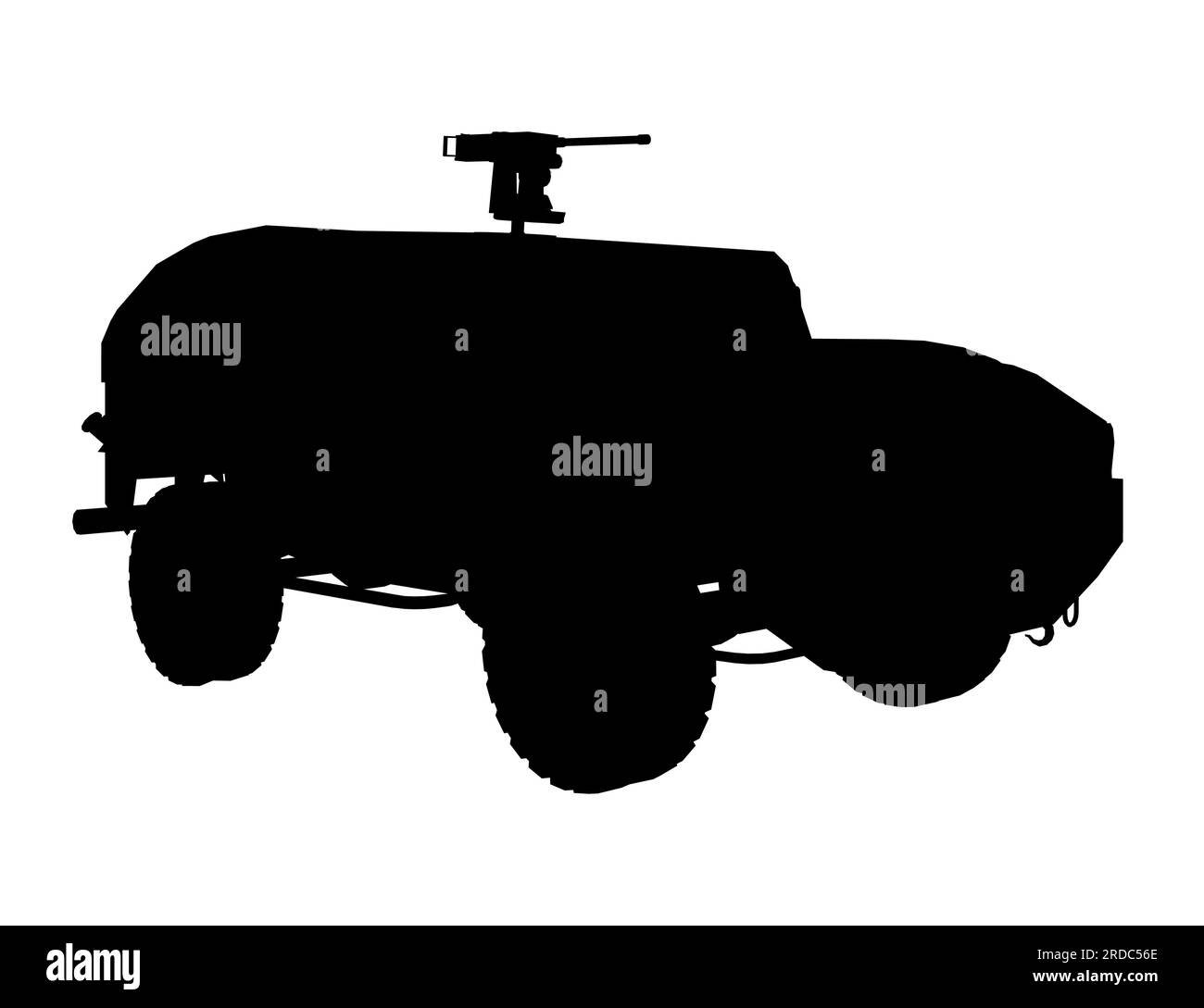 Black silhouette of military car on white background. War SUV Stock Vector