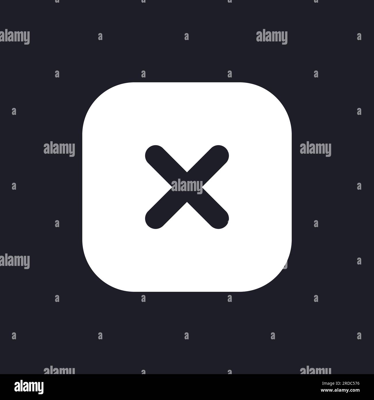Close button dark mode glyph ui icon Stock Vector