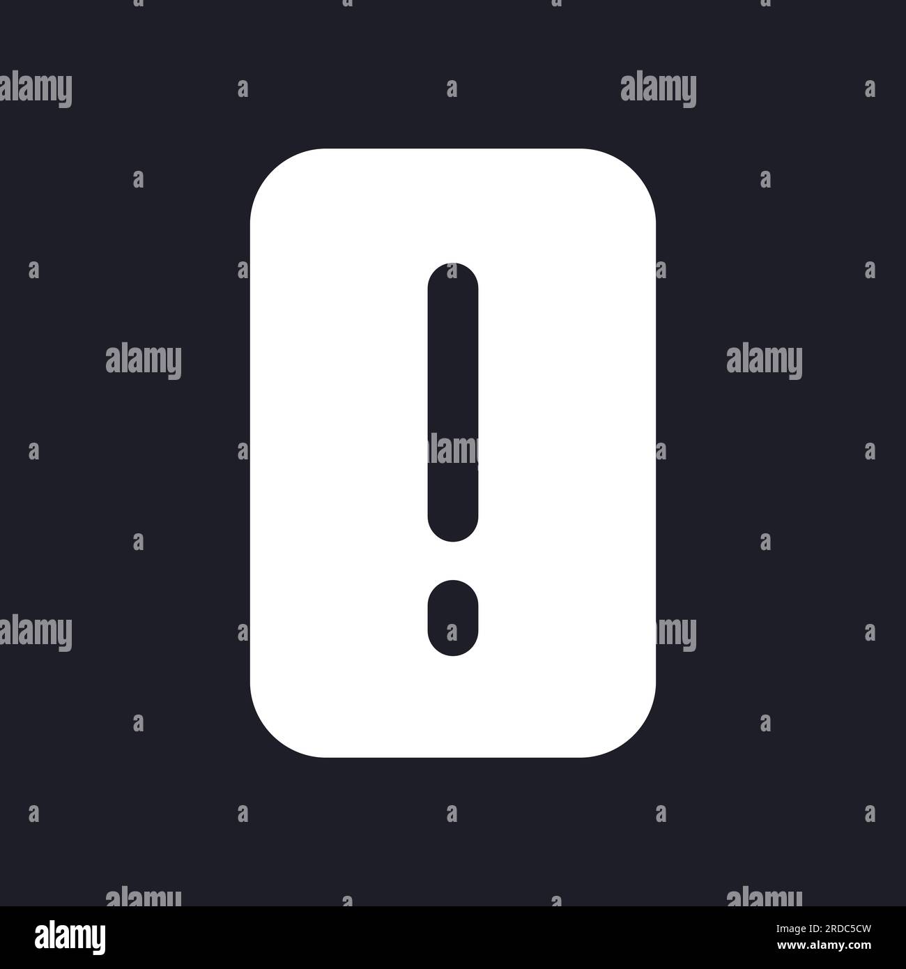 Exclamation mark dark mode glyph ui icon Stock Vector