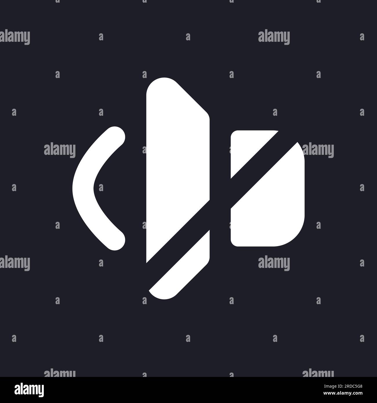 Mute sound dark mode glyph ui icon Stock Vector
