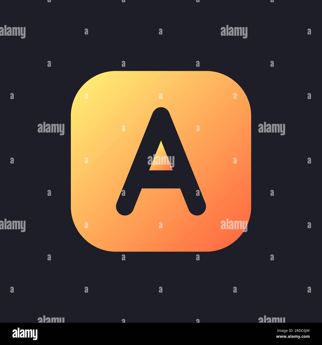 Font style orange solid gradient ui icon for dark theme Stock Vector