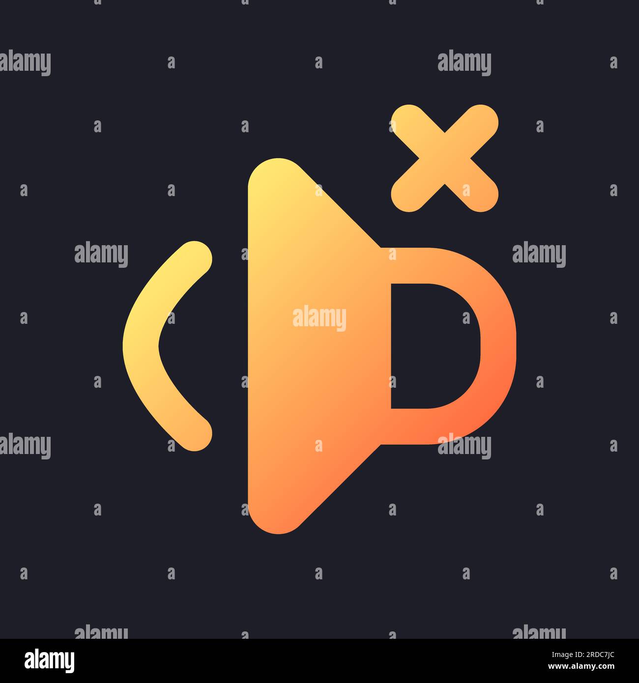 Volume off orange solid gradient ui icon for dark theme Stock Vector