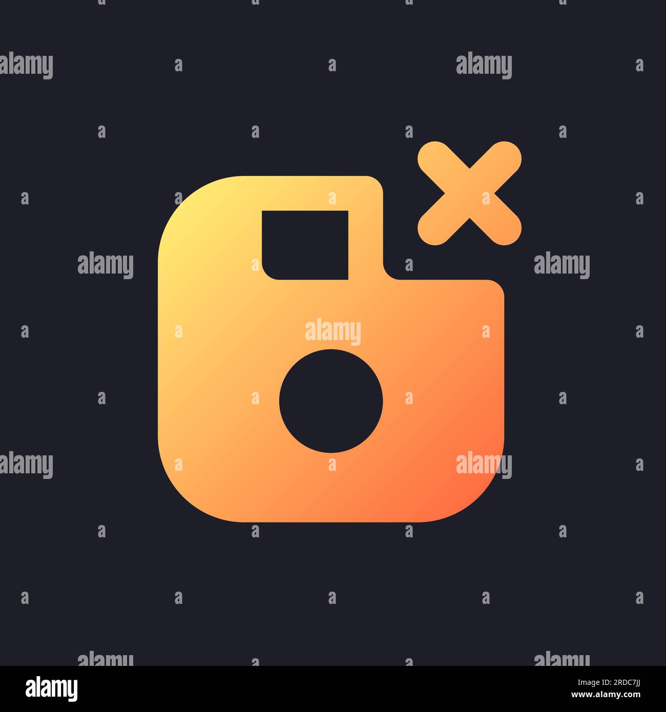 Cancel saving orange solid gradient ui icon for dark theme Stock Vector