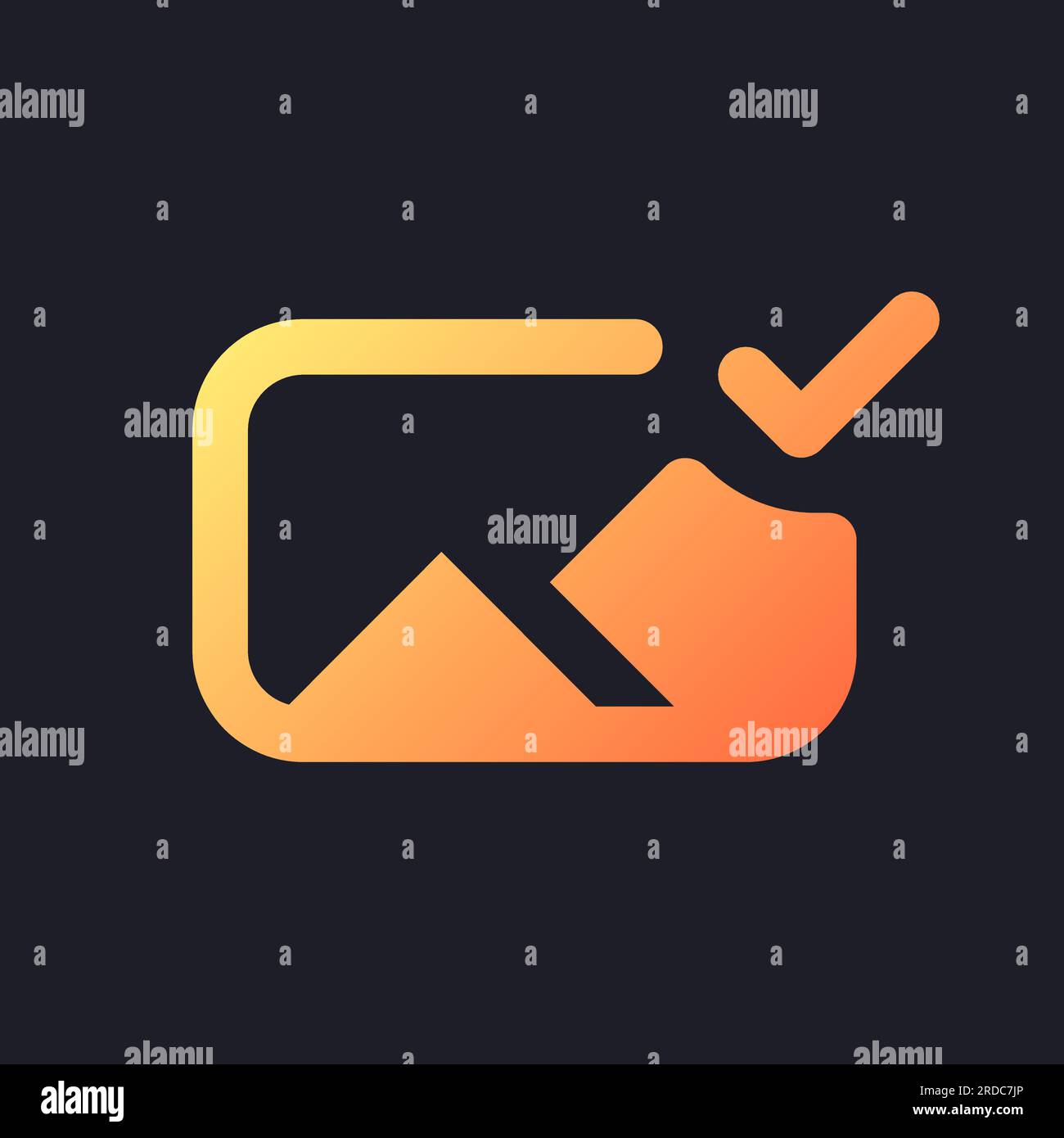 Applied photo file orange solid gradient ui icon for dark theme Stock Vector