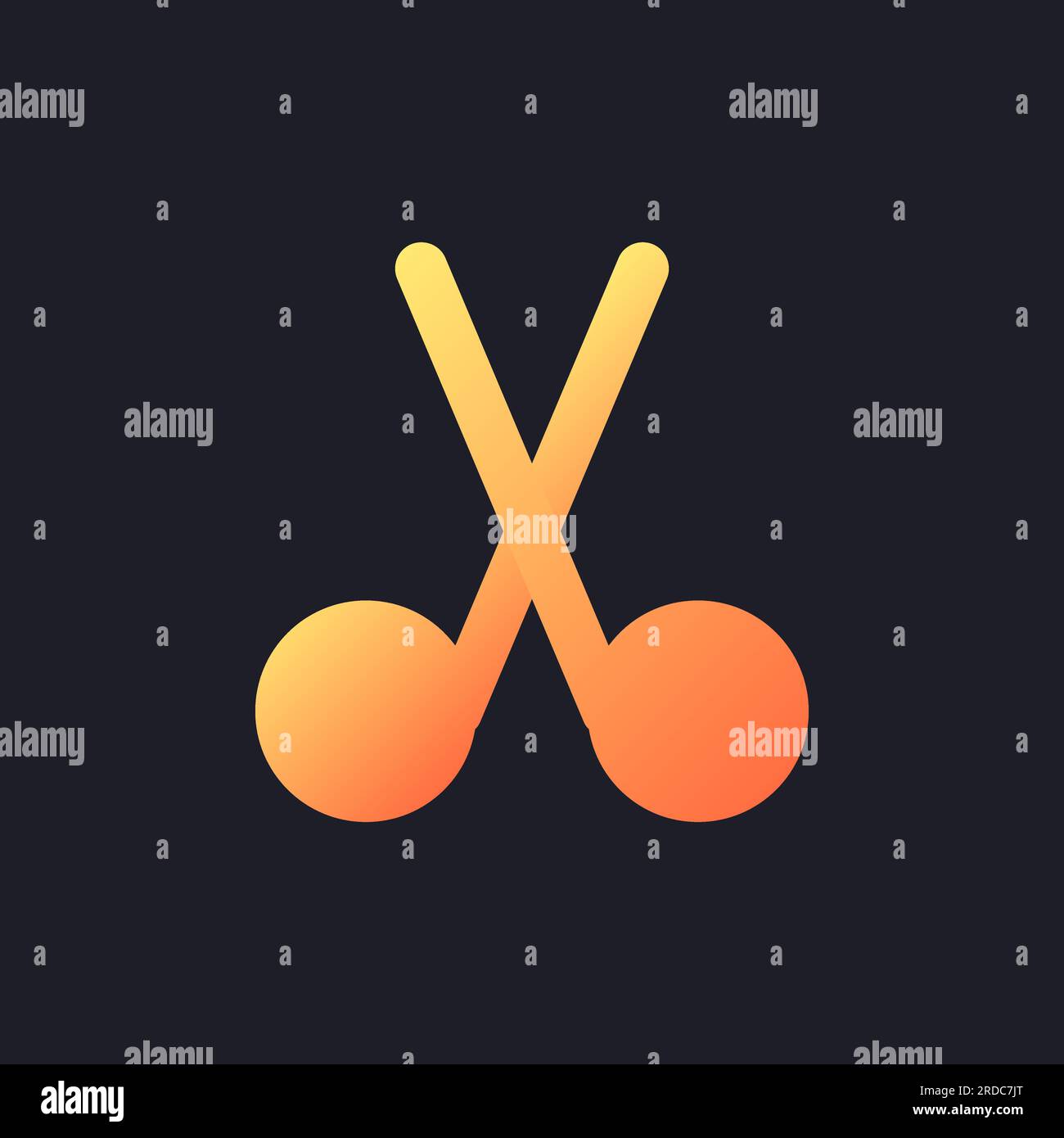 Cut orange solid gradient ui icon for dark theme Stock Vector