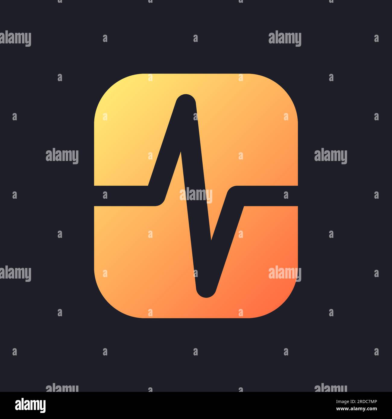 Heartbeat animation effect orange solid gradient ui icon for dark theme Stock Vector