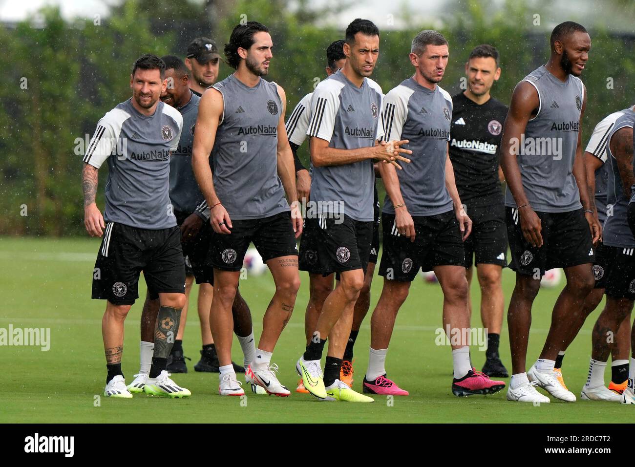 Samuel Basabe Inter Miami forward Lionel Messi, left, forward Leonardo Campana ...
