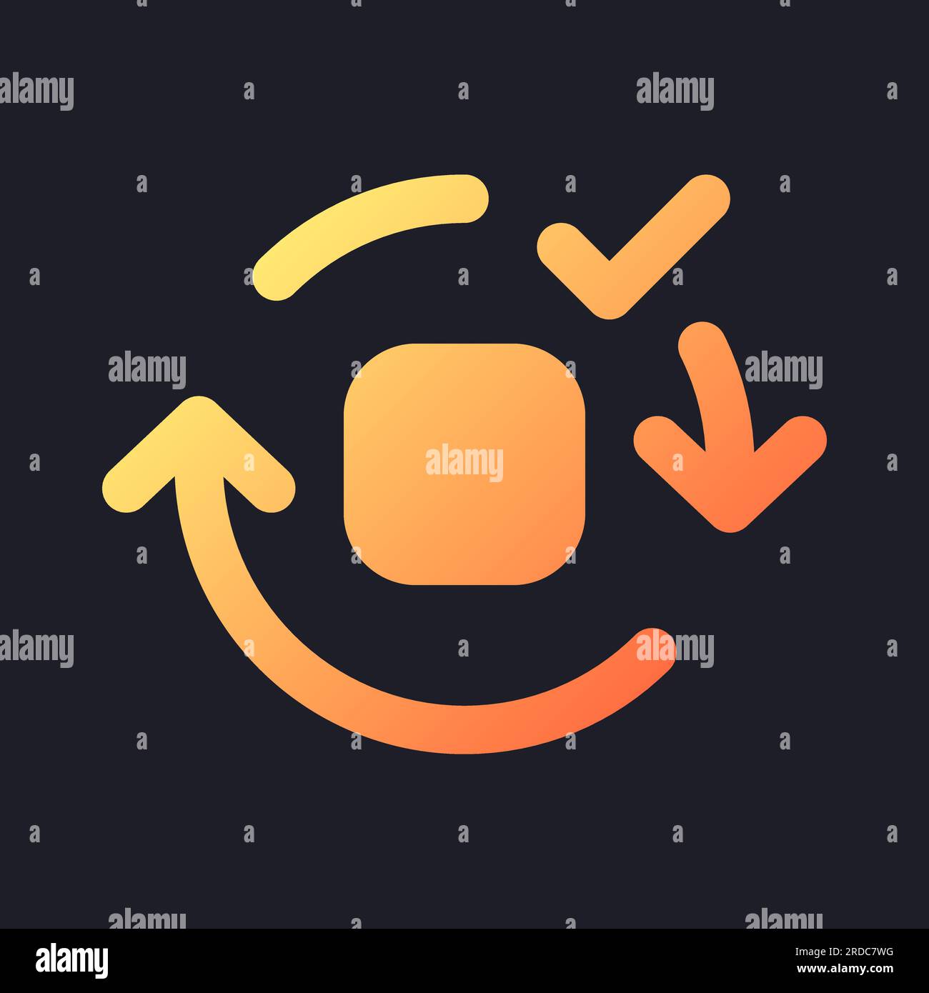 Applying spin motion effect orange solid gradient ui icon for dark theme Stock Vector