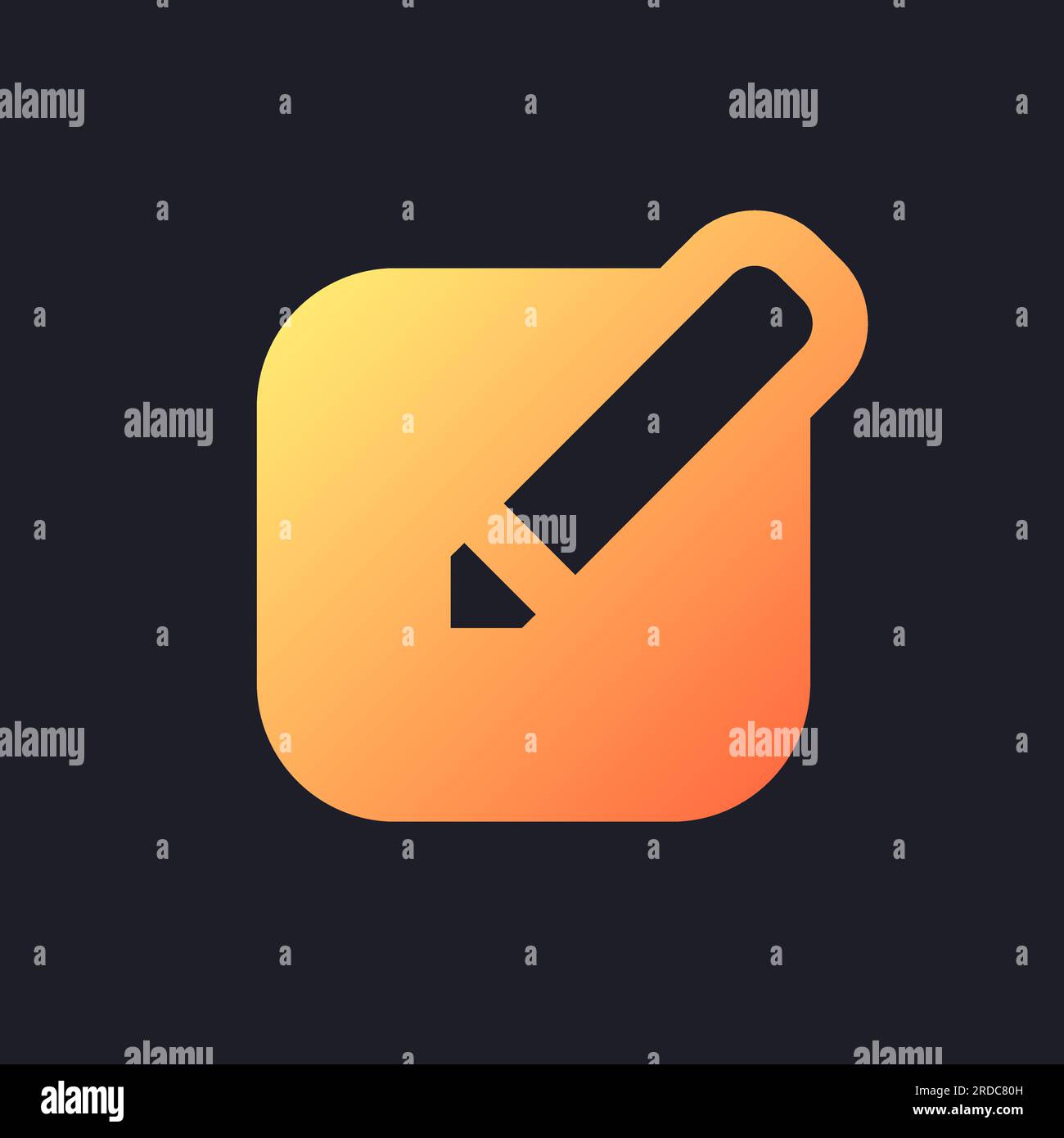 Edit orange solid gradient ui icon for dark theme Stock Vector