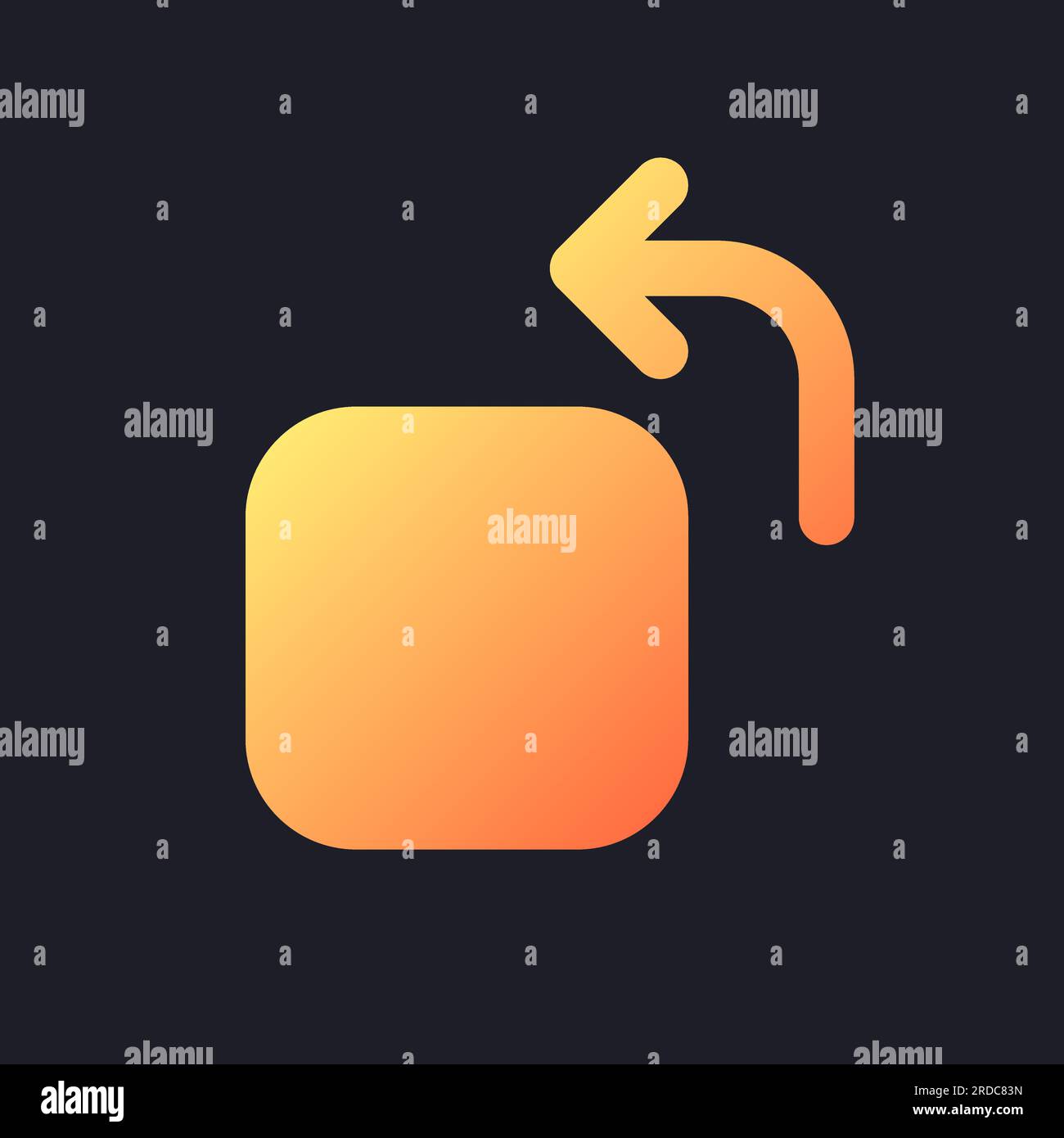 Rotate orange solid gradient ui icon for dark theme Stock Vector