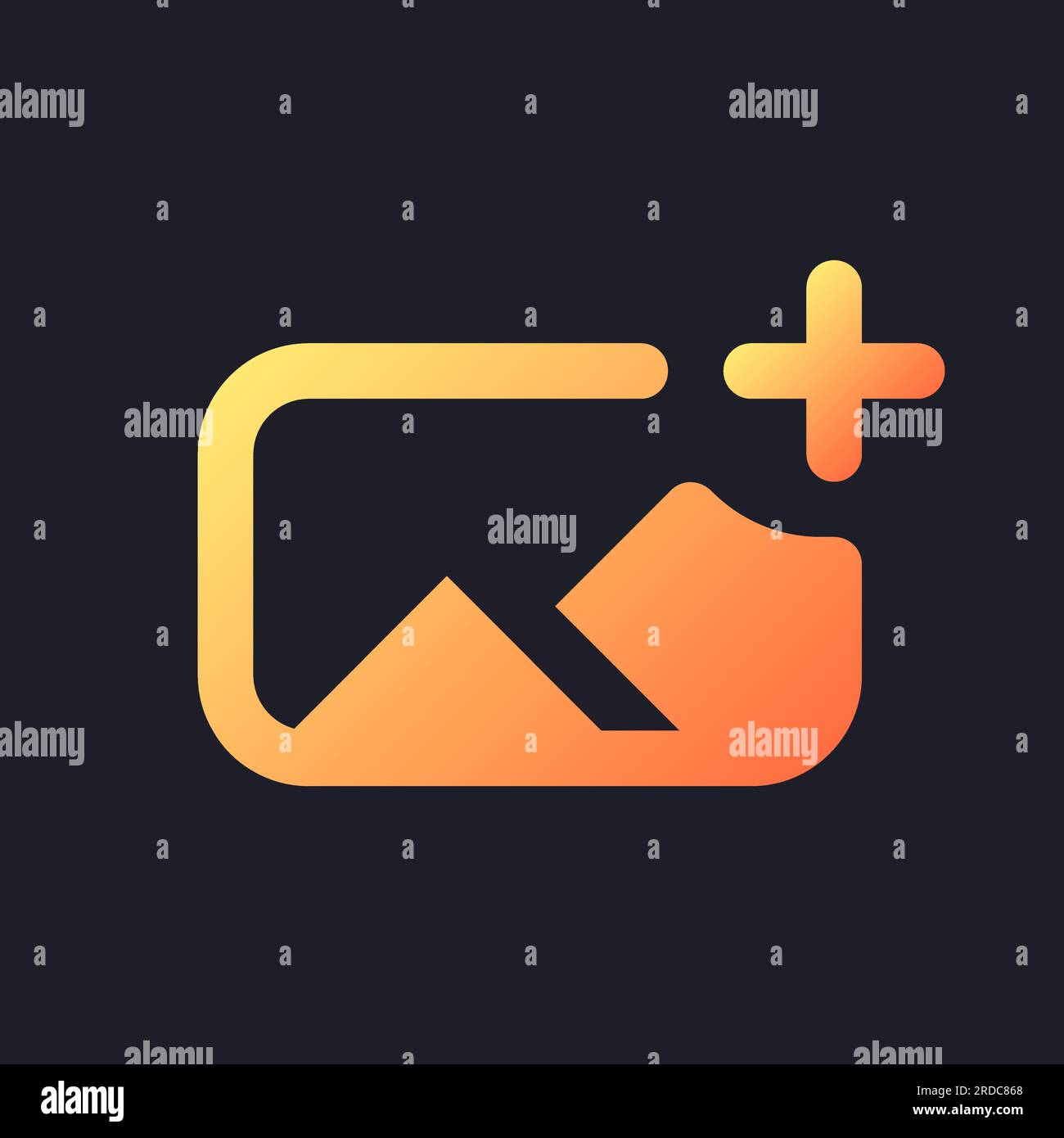 Add image orange solid gradient ui icon for dark theme Stock Vector