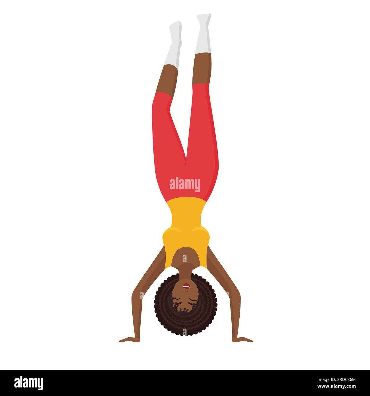 Fitness trainer standing head down. Sport yoga coach, gym training