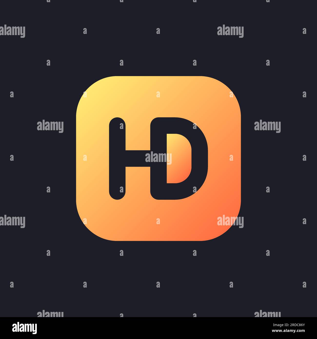 HD format orange solid gradient ui icon for dark theme Stock Vector