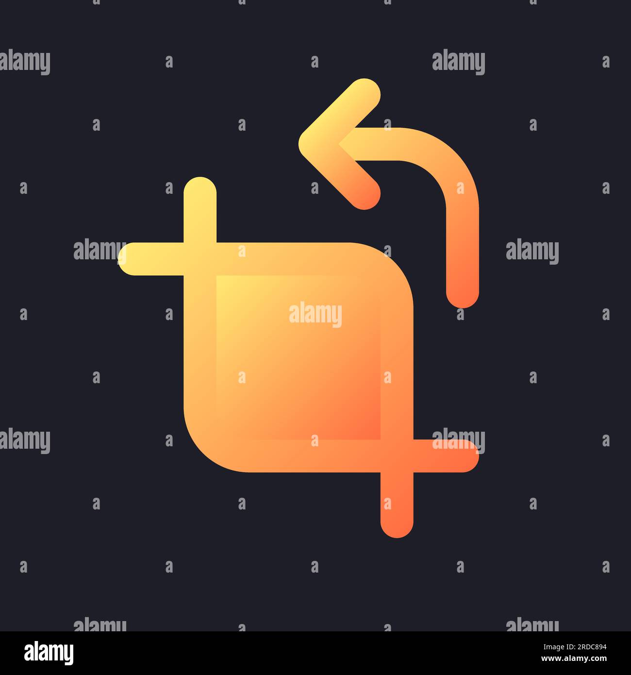 Cropping orange solid gradient ui icon for dark theme Stock Vector