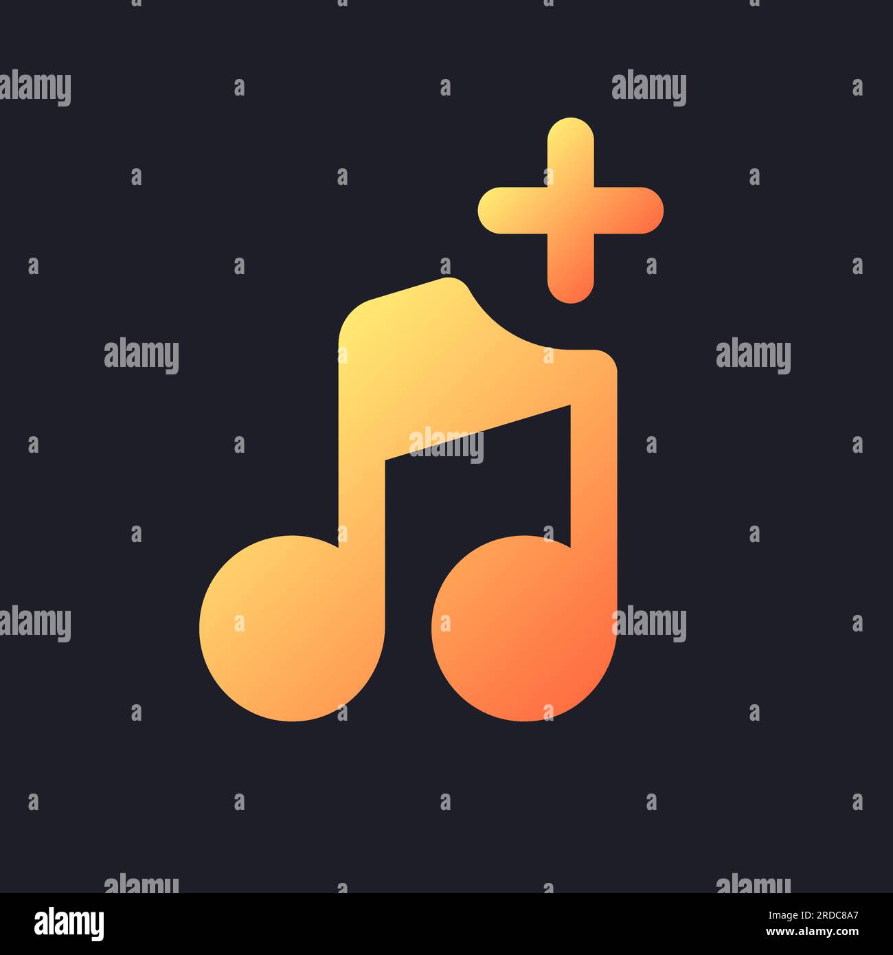 Add audio orange solid gradient ui icon for dark theme Stock Vector