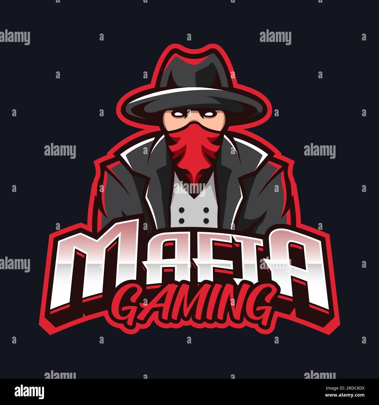 Mafia Gaming Mascot Logo Design Man with Gun Person with a Gun Guy with Gun Stock Vector