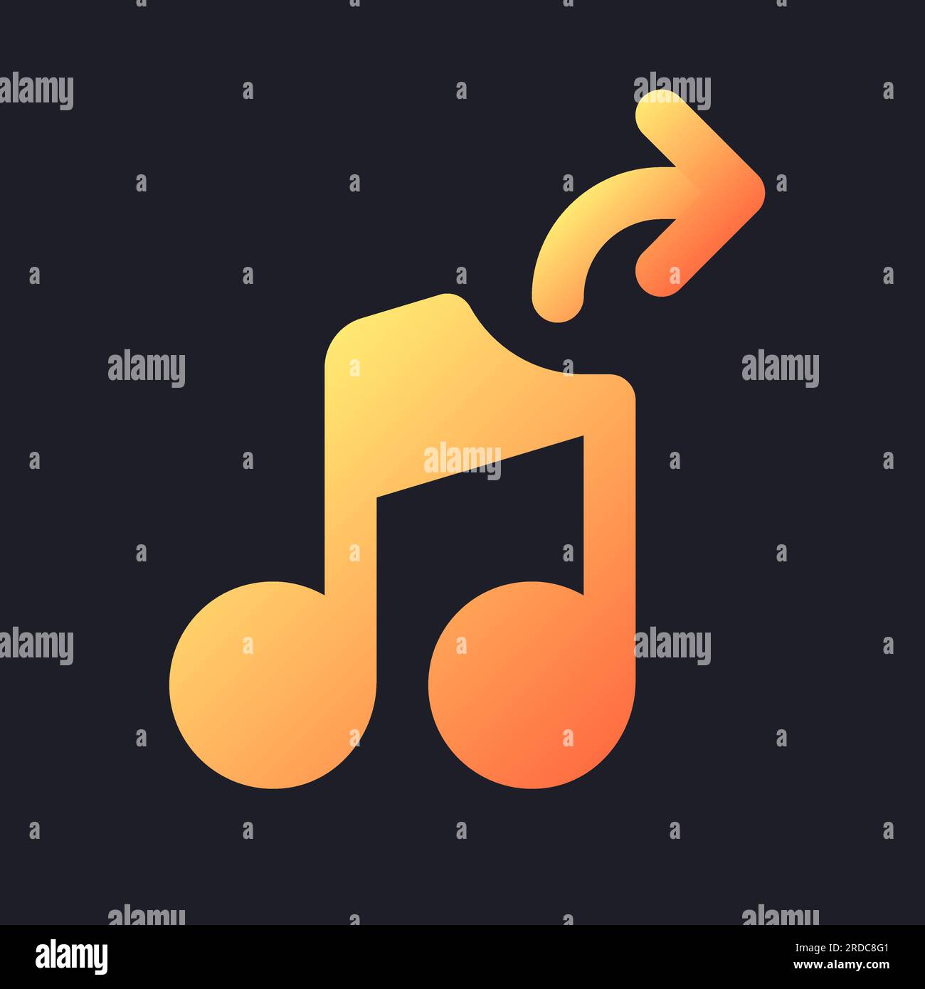 Extract audio orange solid gradient ui icon for dark theme Stock Vector