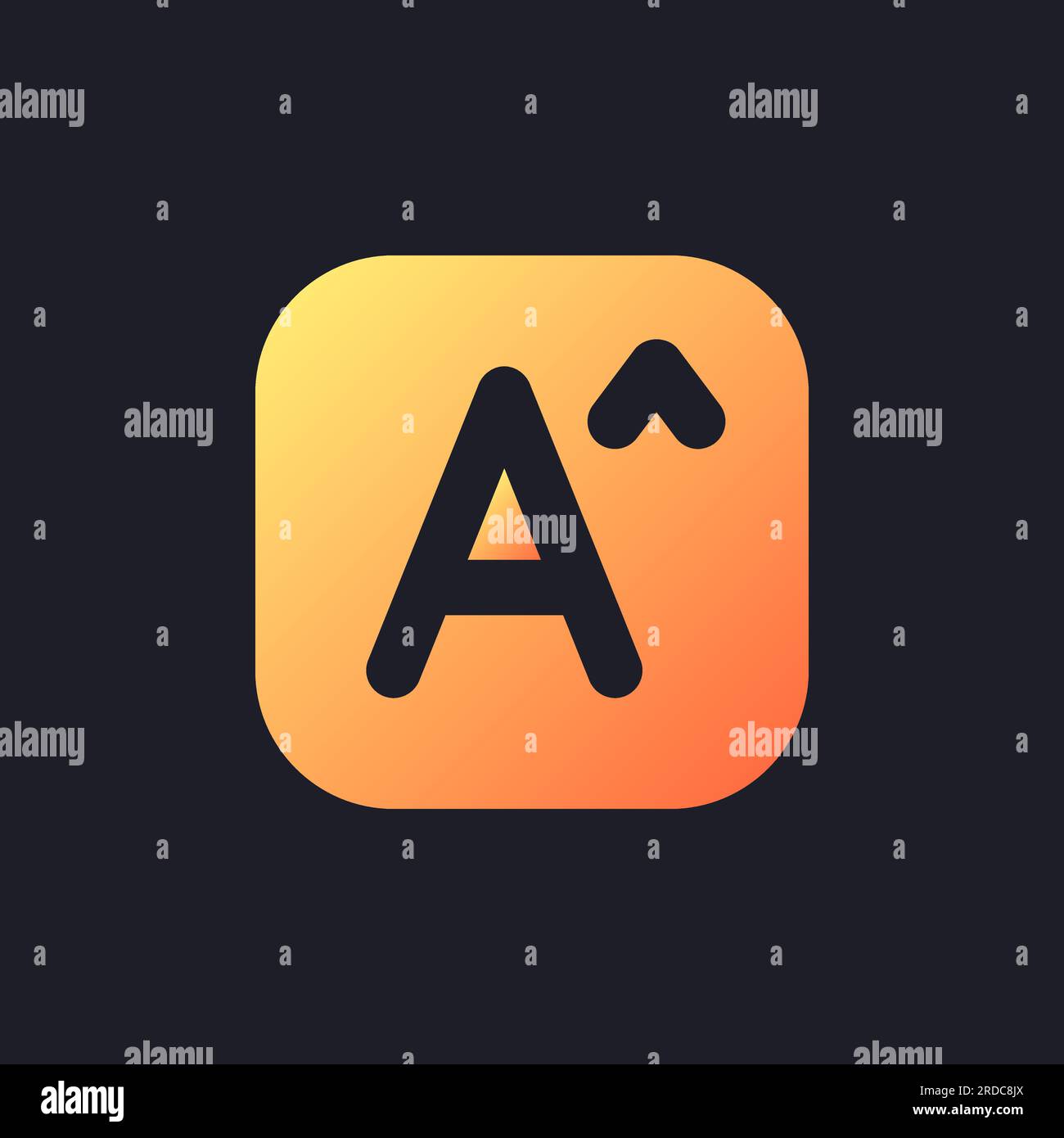 Text size orange solid gradient ui icon for dark theme Stock Vector