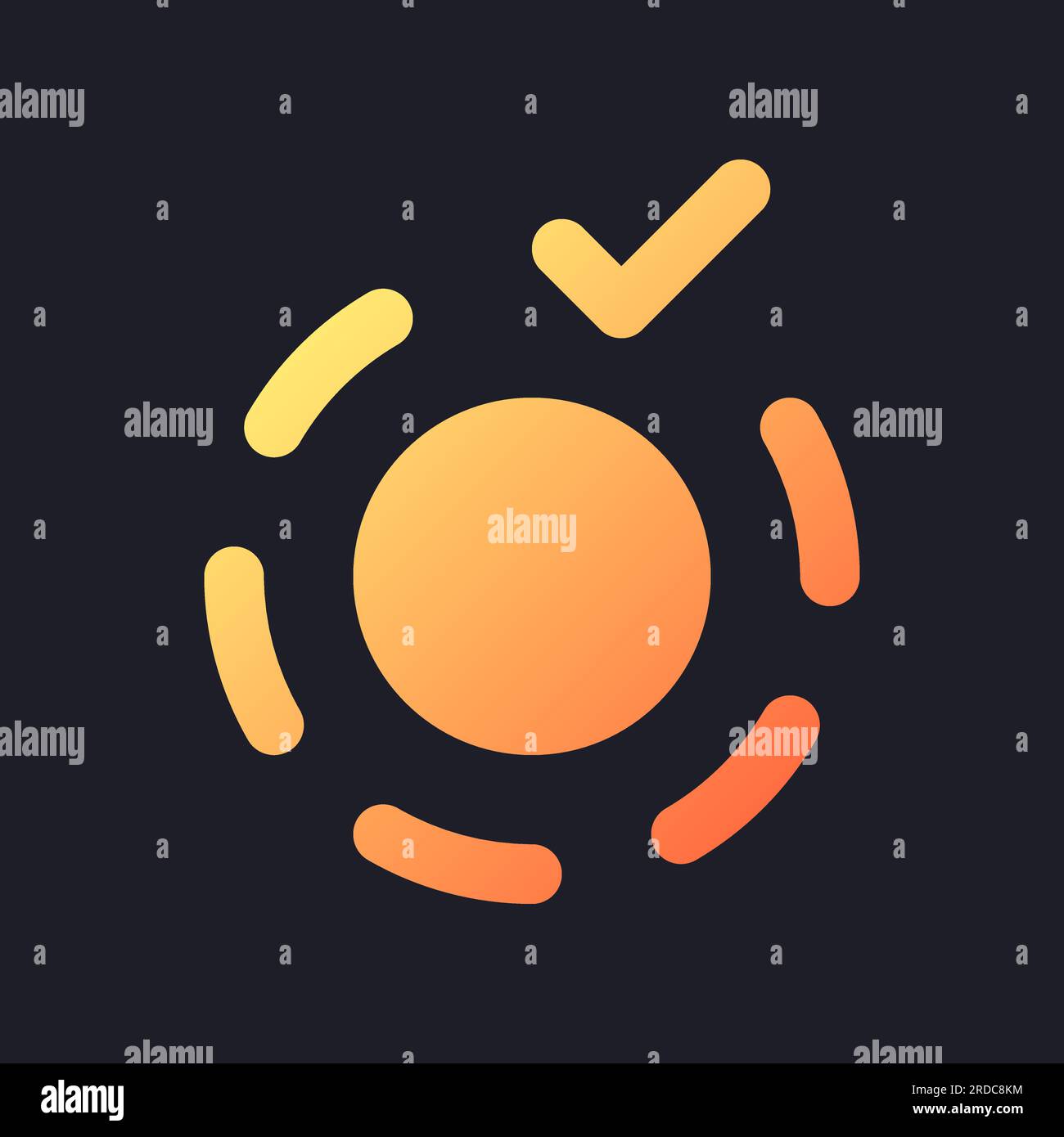 Apply breathe animation effect orange solid gradient ui icon for dark theme Stock Vector