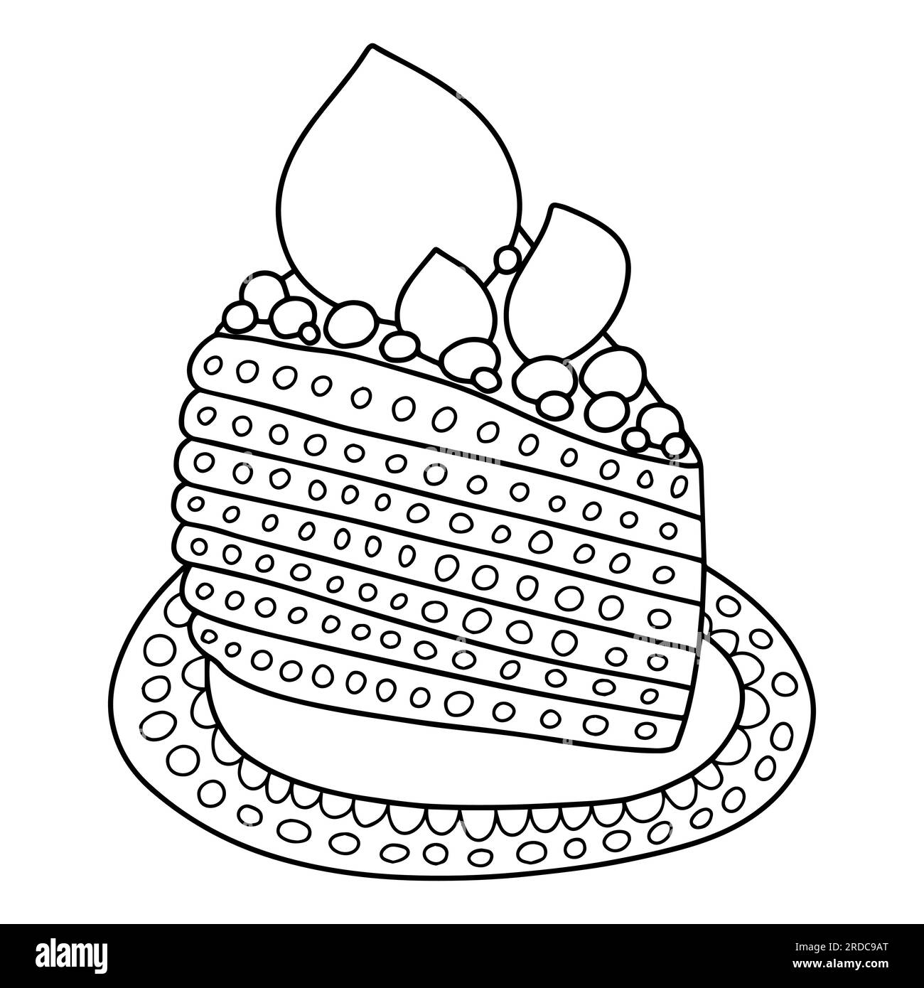 Slice of cake on plate Stock Vector