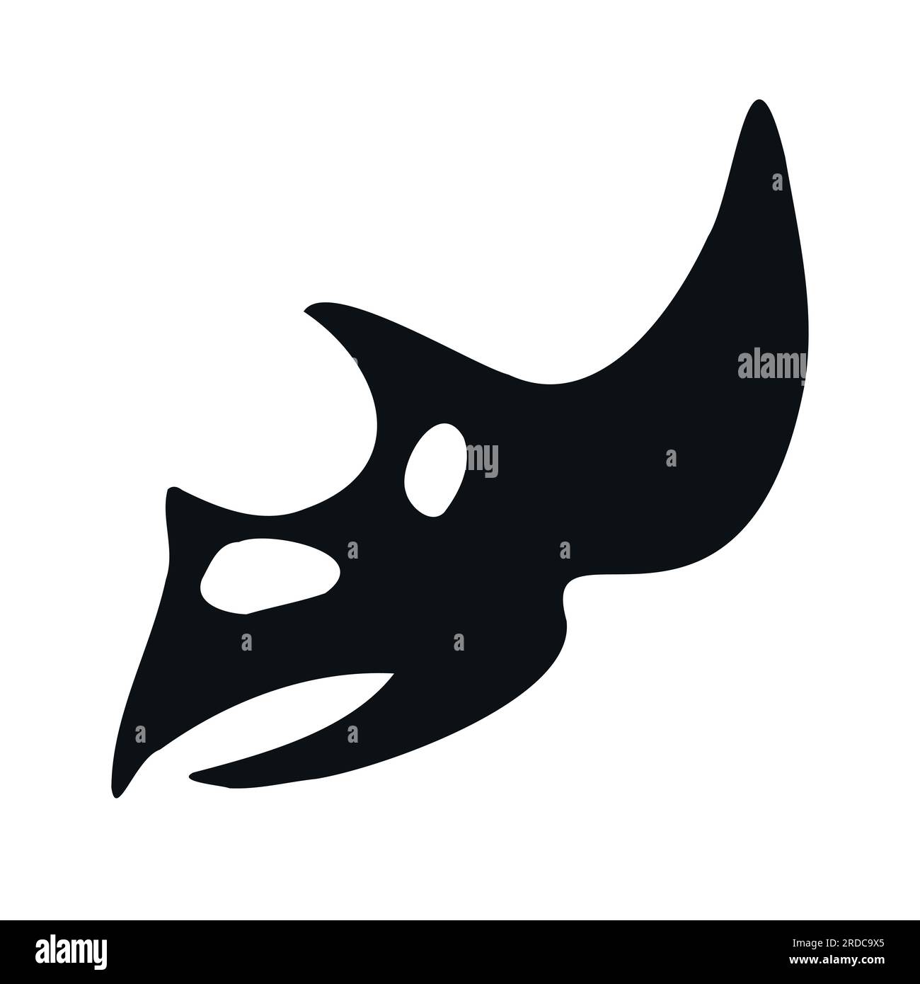 Vector hand drawn triceratops dinosaur skull silhouette isolated on white background Stock Vector
