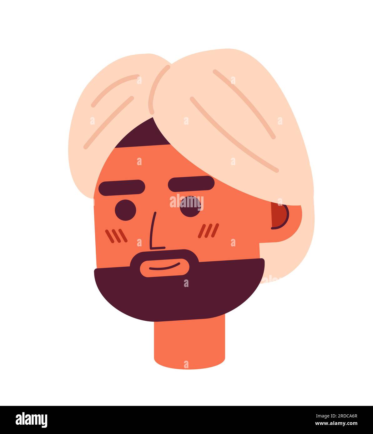 Handsome indian man in turban semi flat vector character head Stock Vector
