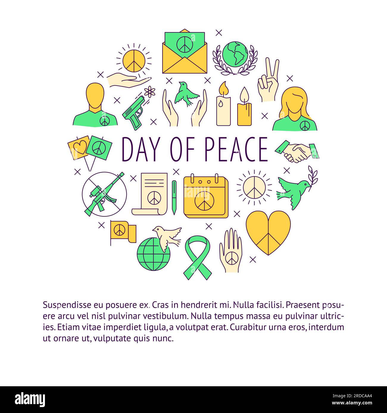 Day of peace round banner with place for text. Vector illustration ...