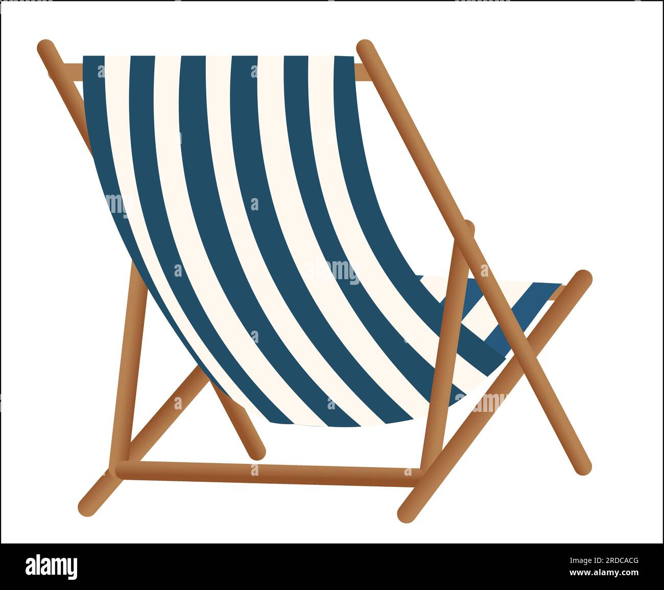 Vector beach chair, in classic colors, isolated on white or transparent background, for easy copying. Comfortable armchair, back view, rear view Stock Vector
