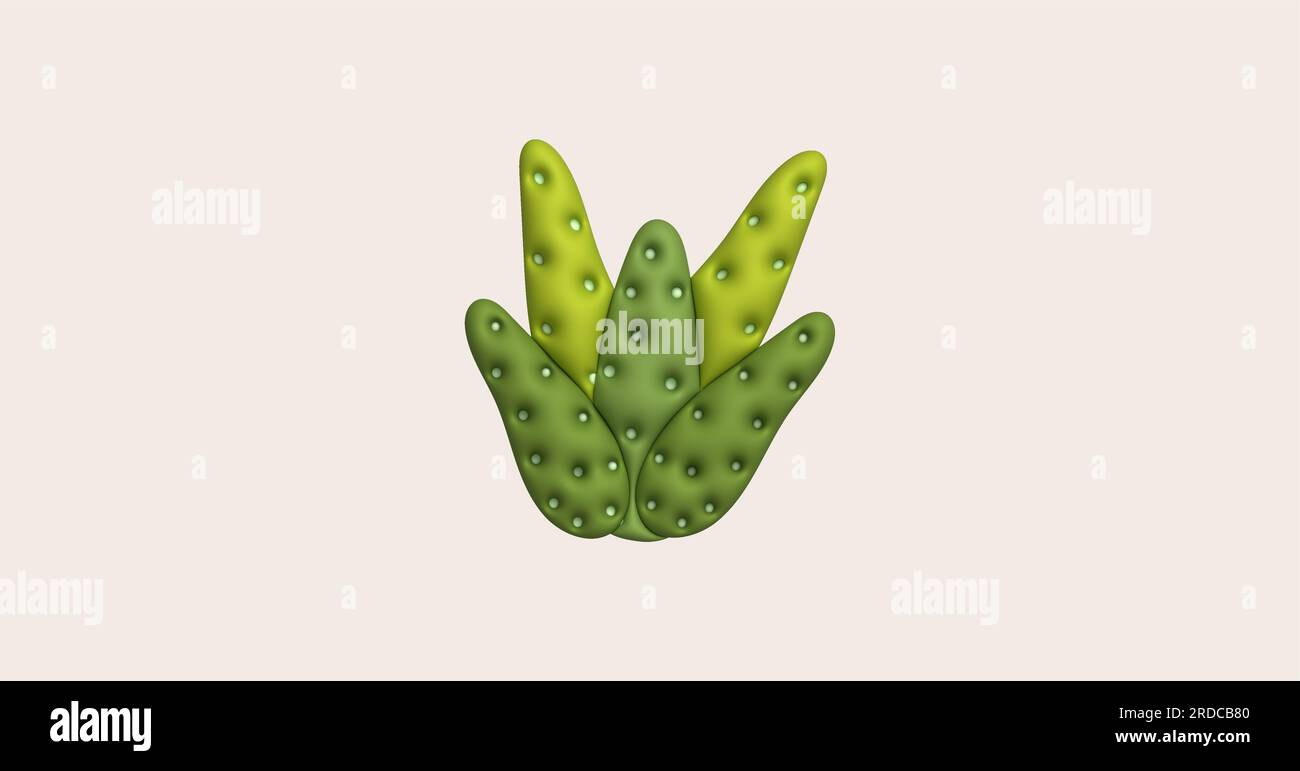 3d illustration, cactus and aloe vera desert thorn plant cactus and tropical house plants Stock Vector