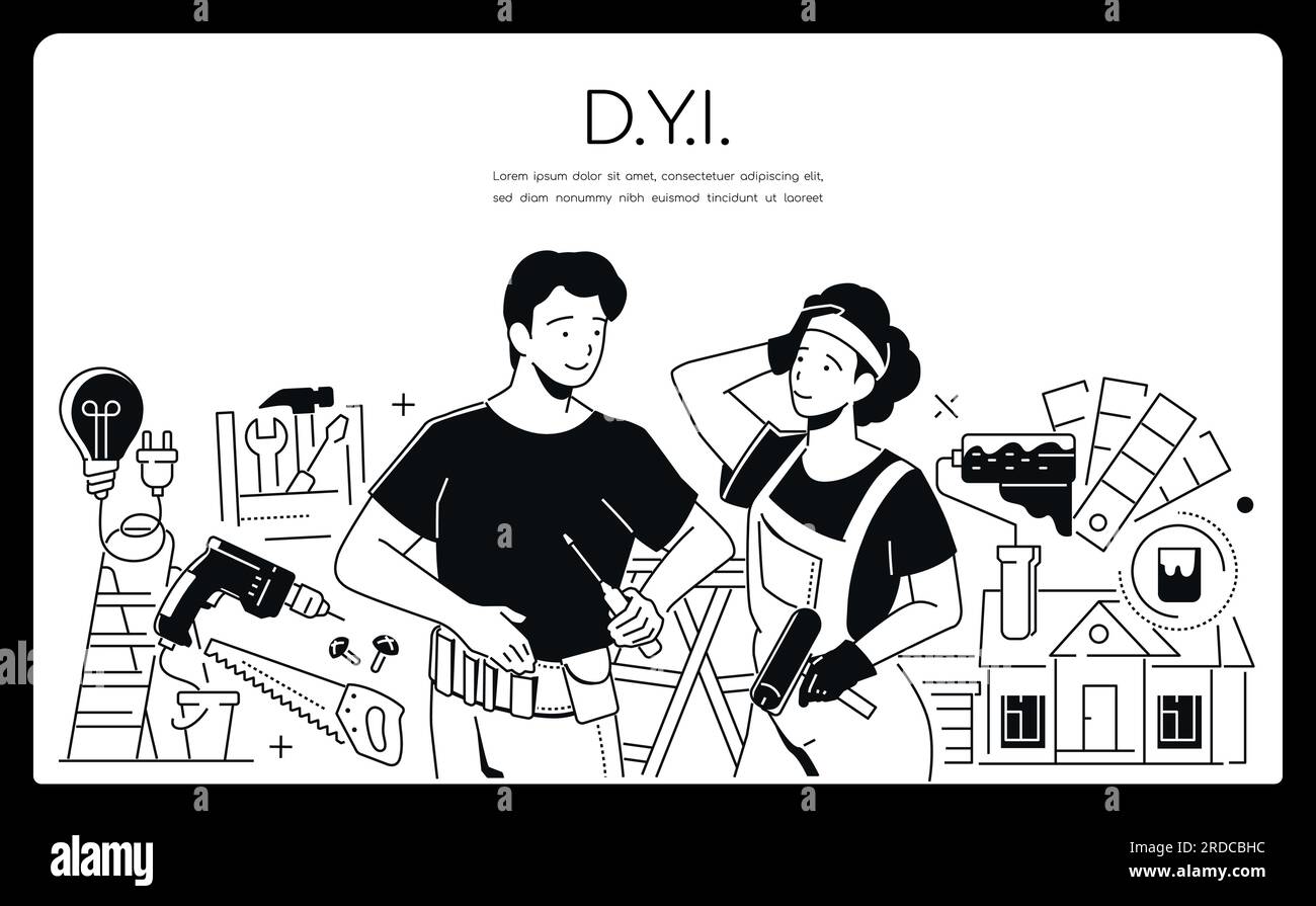 Do it yourself - modern line design style banner Stock Vector