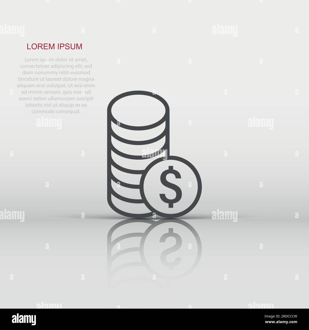 Coins stack icon in flat style. Dollar coin vector illustration on ...