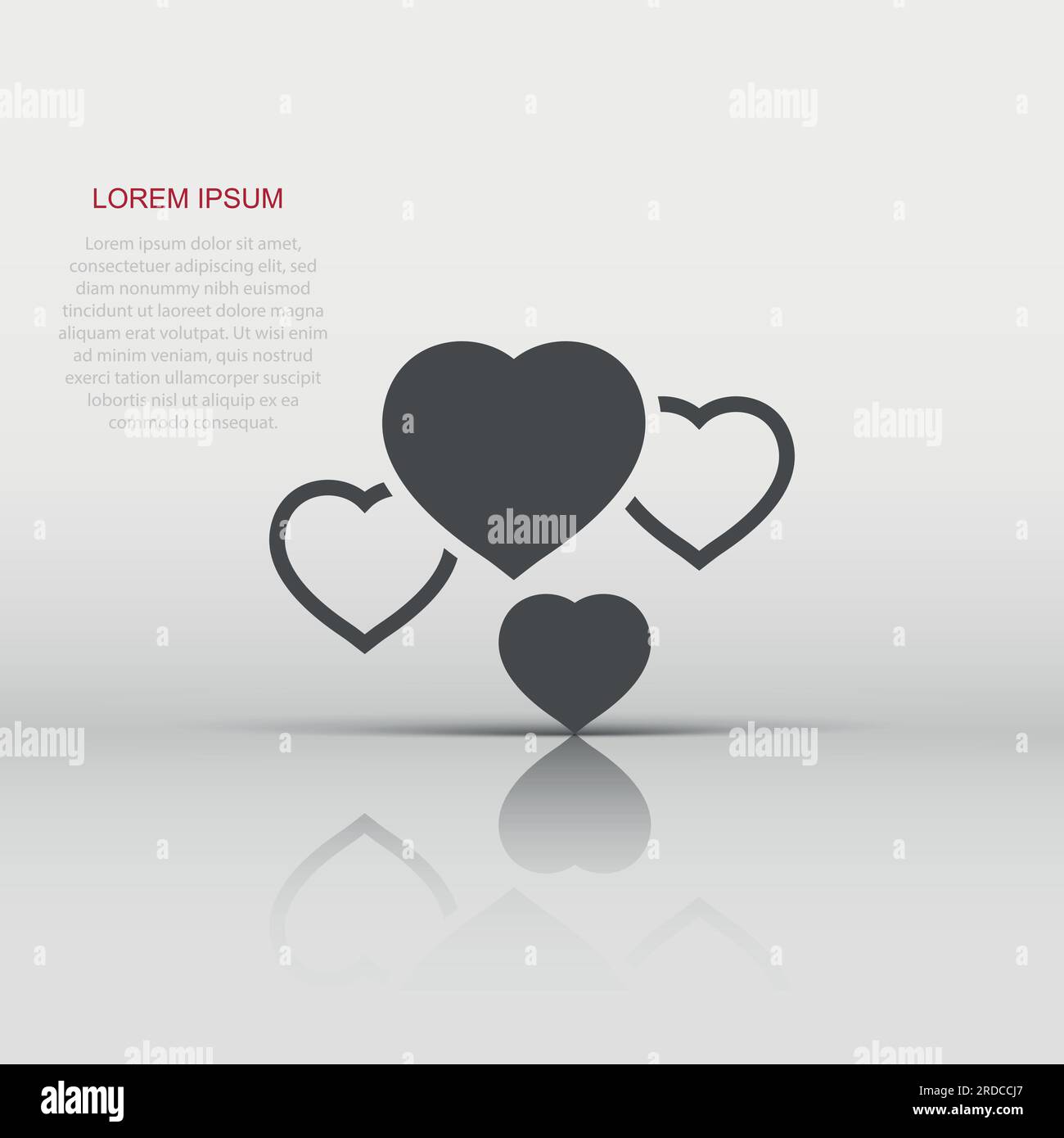 Heart icon in flat style. Love vector illustration on white isolated ...