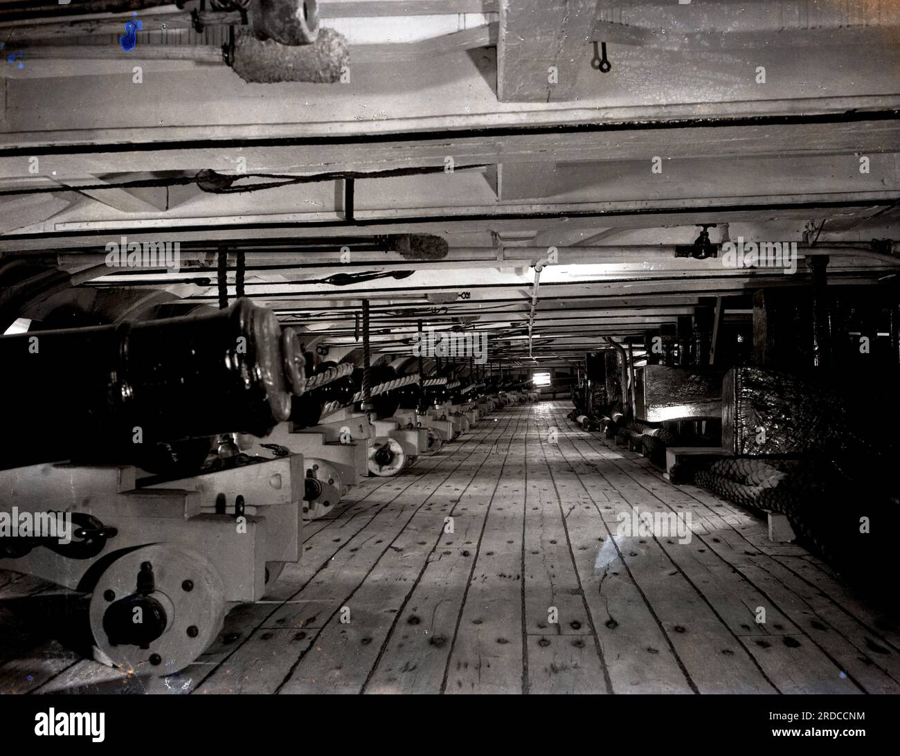 H.M.S.Victory, Lord Nelson;s flagship at the Battle of Trafalgar. Interior and exterior images from 1940. Stock Photo