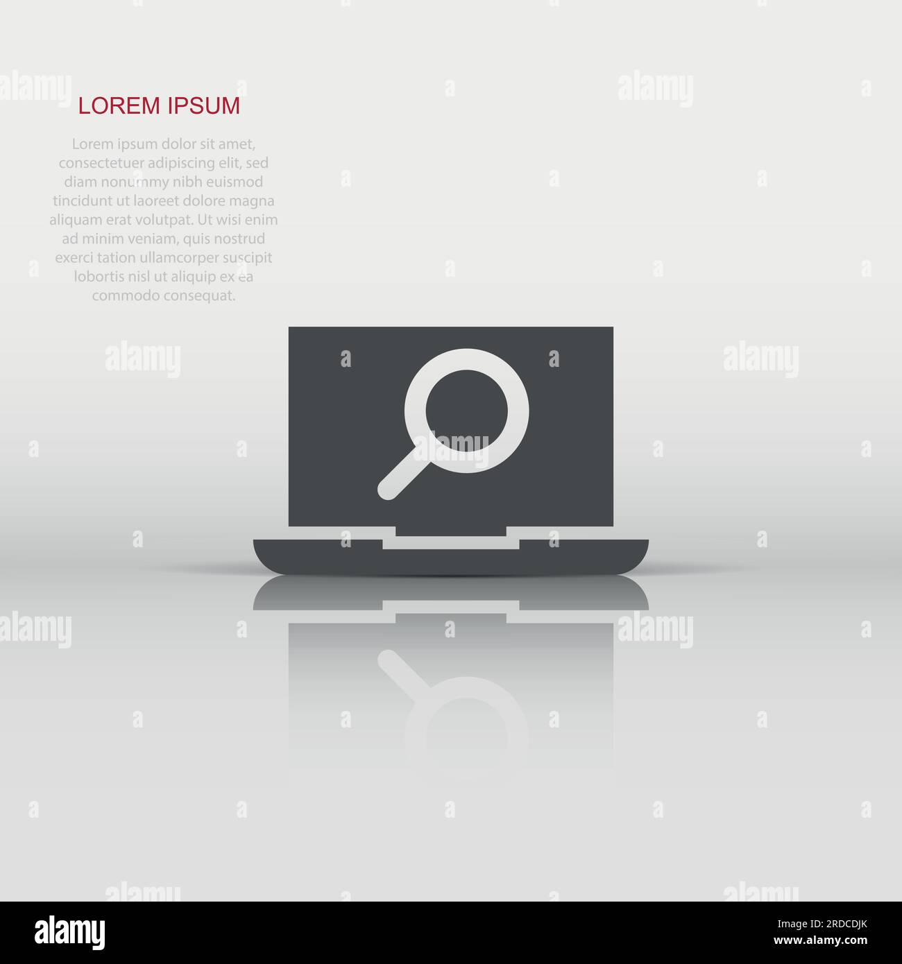 Computer search icon in flat style. Laptop with magnifying glass vector ...
