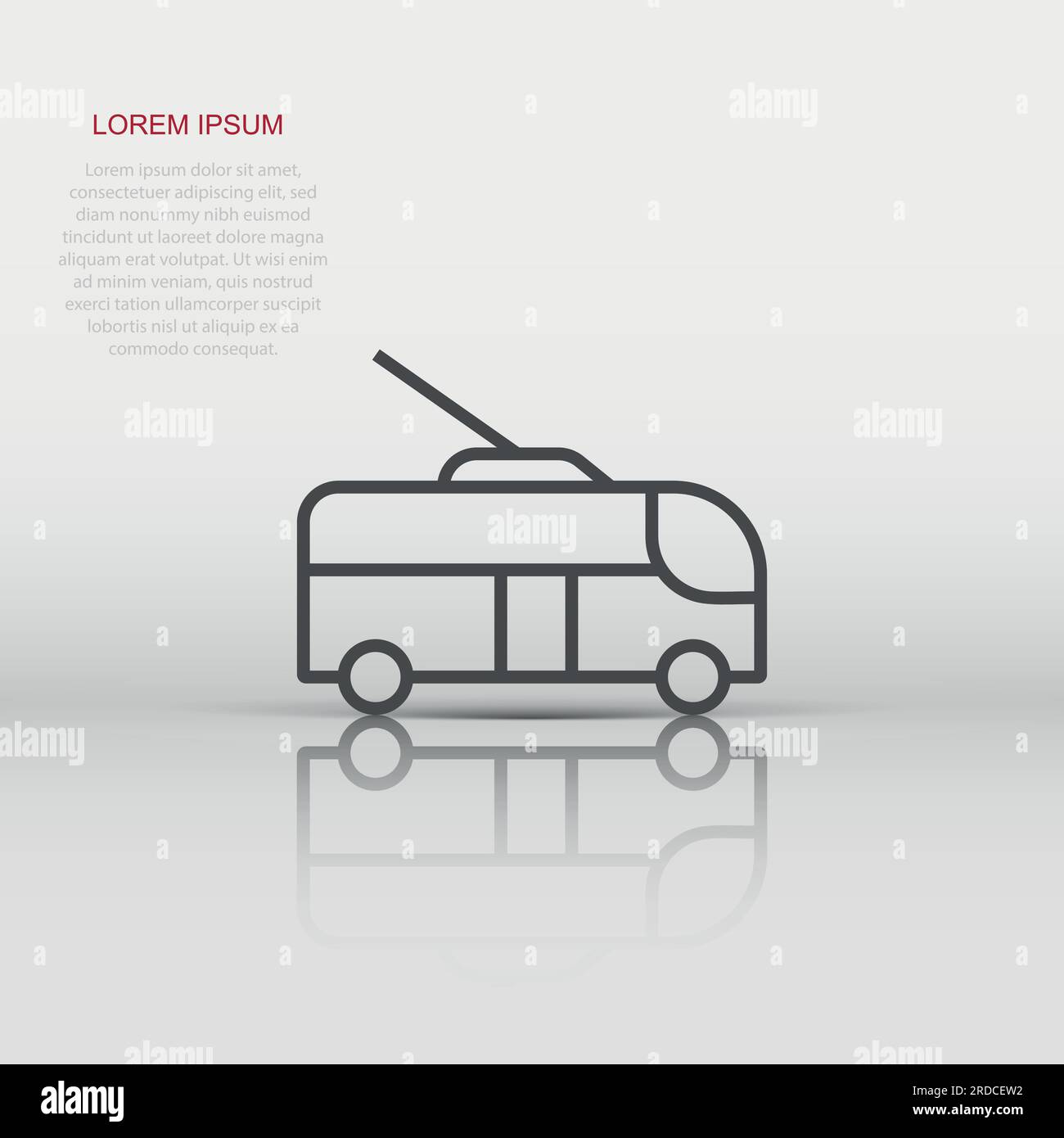 Trolleybus icon in flat style. Trolley bus vector illustration on white ...