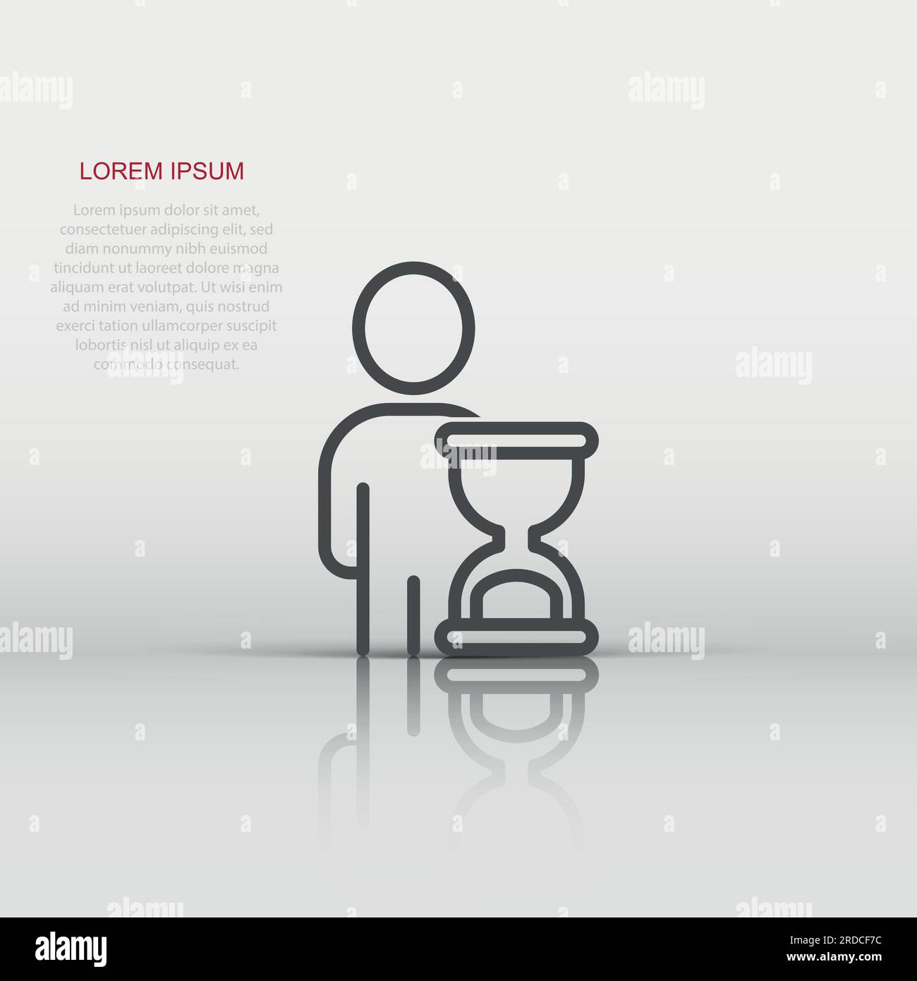 People and clock icon in flat style. User time vector illustration on