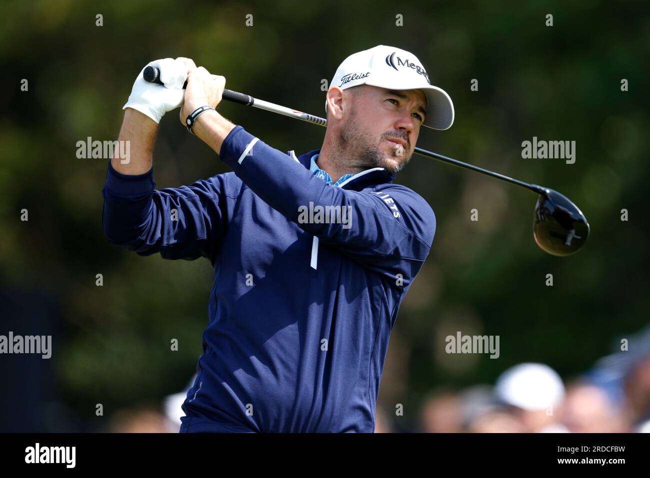 USA's Brian Harman tees off the 5th during day one of The Open at Royal Liverpool, Wirral. Picture date: Thursday July 20, 2023. Stock Photo