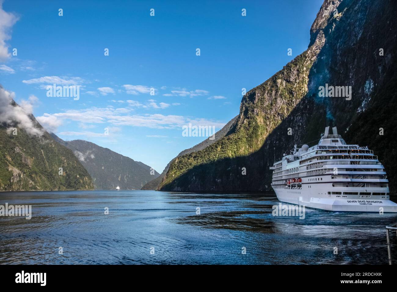 geography / travel, New Zealand, Southland, cruiser Seven seas navigator in the Milford sound, ADDITIONAL-RIGHTS-CLEARANCE-INFO-NOT-AVAILABLE Stock Photo