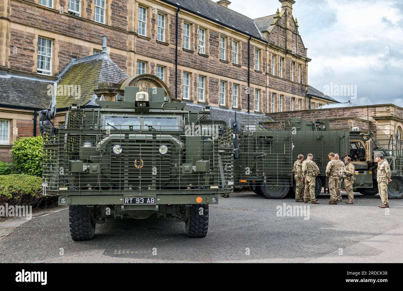Heavily armoured military Mastiff vehicle, Redford Army Barracks, Edinburgh, Scotland, UK Stock Photo
