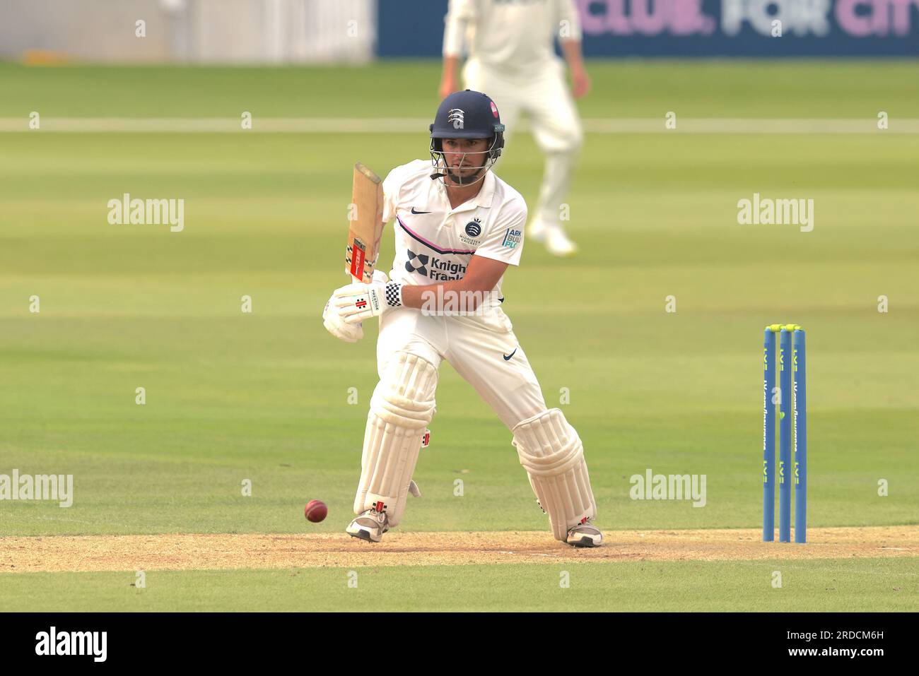London, UK. 20th July, 2023. Middlesex's Max Holden batting as Middlesex take on Surrey on day two of the County Championship match at Lords. Credit: David Rowe/Alamy Live News Stock Photo