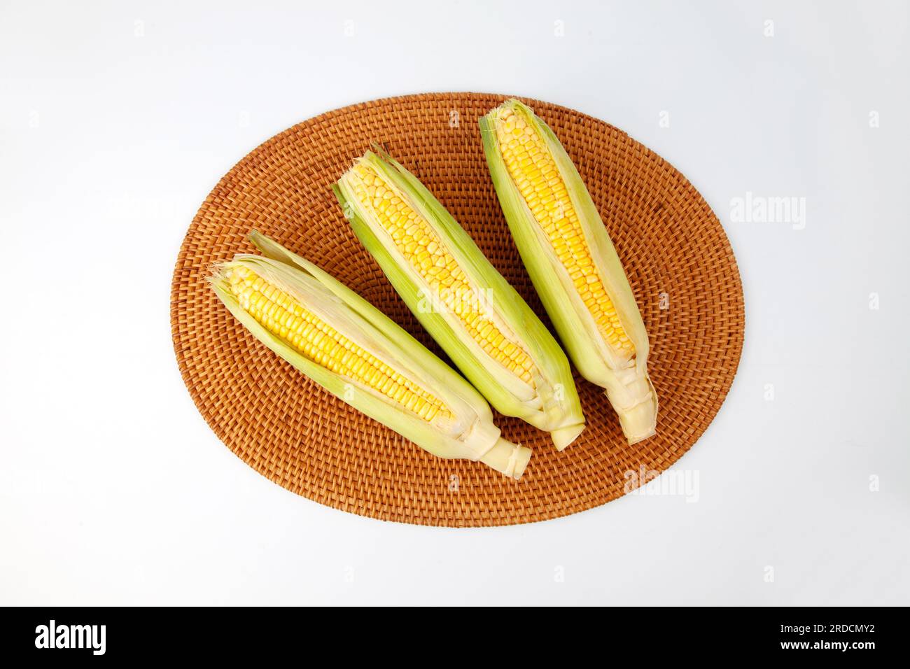 raw corn maize cob isolated on white background Stock Photo