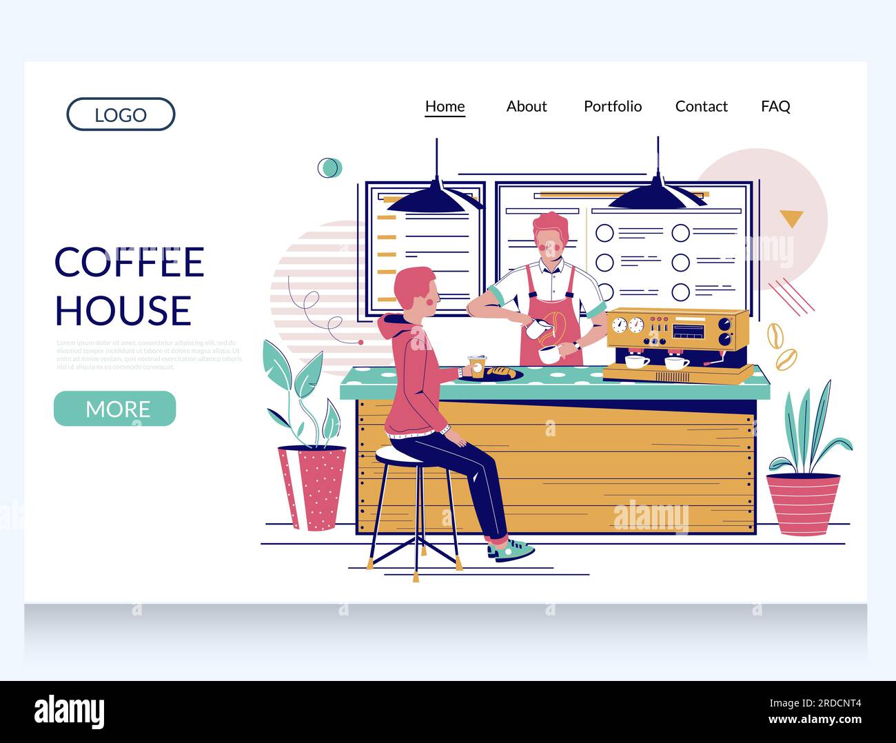 Coffee house vector website landing page design template Stock Vector