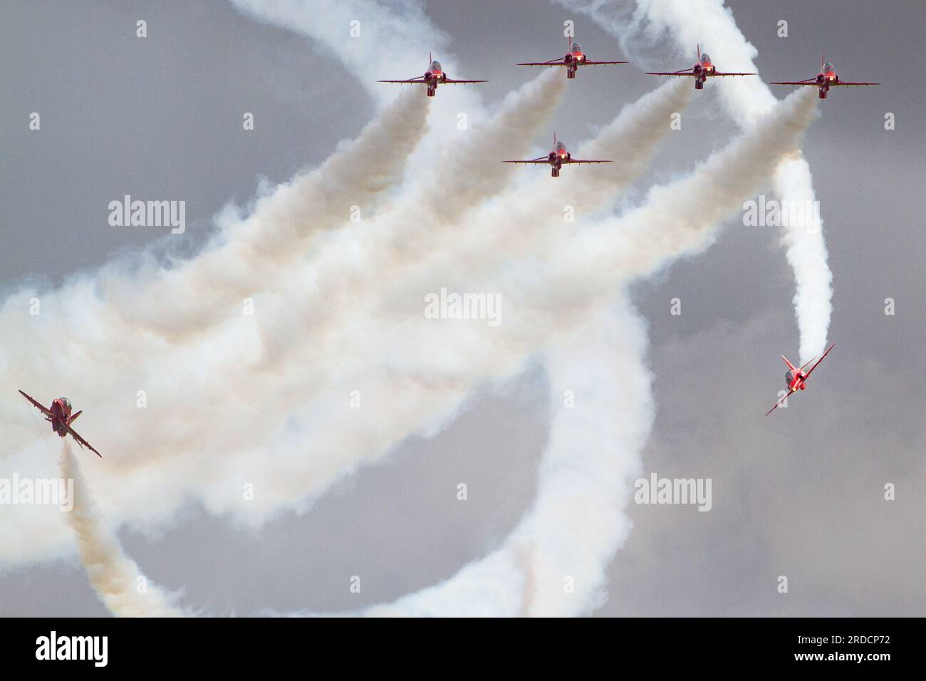 The Red Arrows performing at the Royal International Air Tattoo 2023. Stock Photo