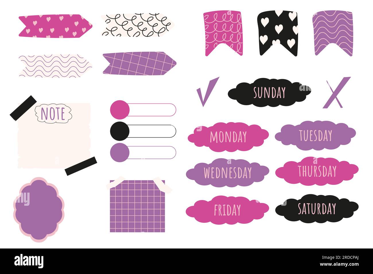 Cute Planner Stickers Organizer Tags Color Patterns And Calendar Icons  Check Planners And Weekly Days Label Vector Set Stock Illustration -  Download Image Now - iStock